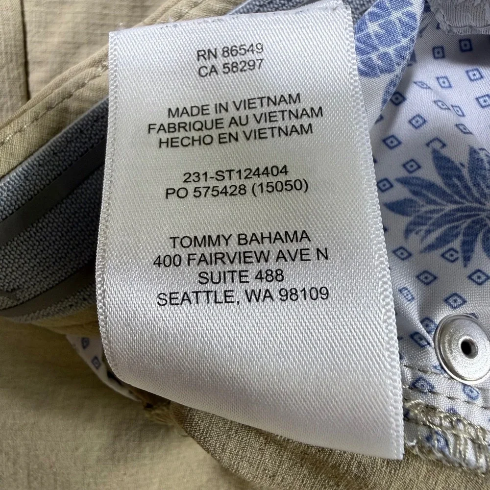 Tommy Bahama Boracay Performance Pants Mens 34x32 Tan Stretch Beach Golf Wicking